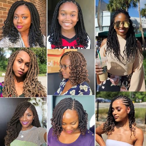 12 Inch Wavy Senegalese Twist Crochet Hair 8 Pack 1B# Synthetic Pre-Looped