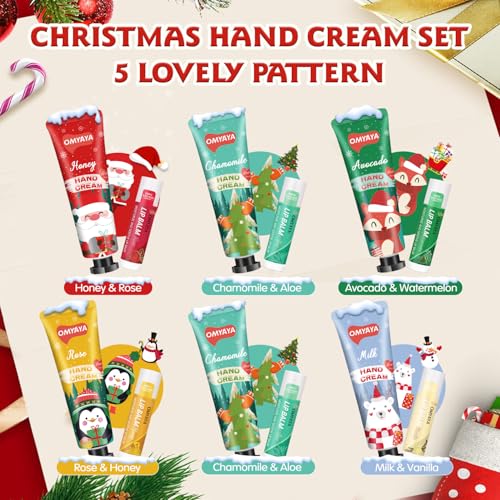 Christmas Bulk Gifts for Women, Lip Balm & Hand Cream Set with Organza Bag Thank You Card, Stocking Stuffers for Coworkers Teacher Mom Nurse, Thank You Gifts, Bridal Shower Wedding Favor for Guests