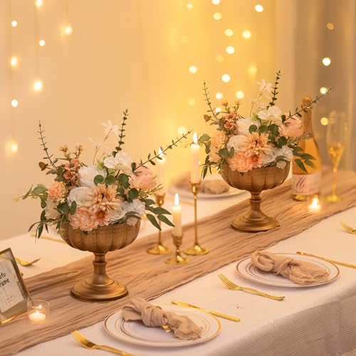 Gold Urn Vase for Wedding & Events - 10Pcs Distressed Compote Centerpieces (Variation: Gold / 10Pcs)