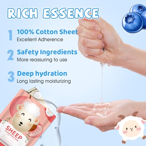 Kids Animal Face Mask Set - 54 Pack Cartoon Spa Party Supplies for Girls Teens