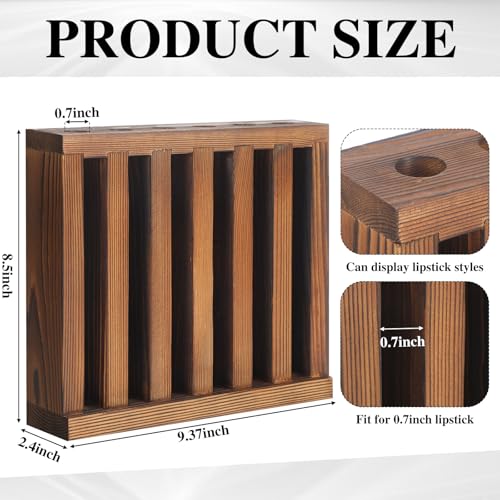 Brown Wooden Lip Balm Display Rack with 6 Slots - 0.7 Inch Capacity, 1 Pc - Variation of 6 Slot Brown