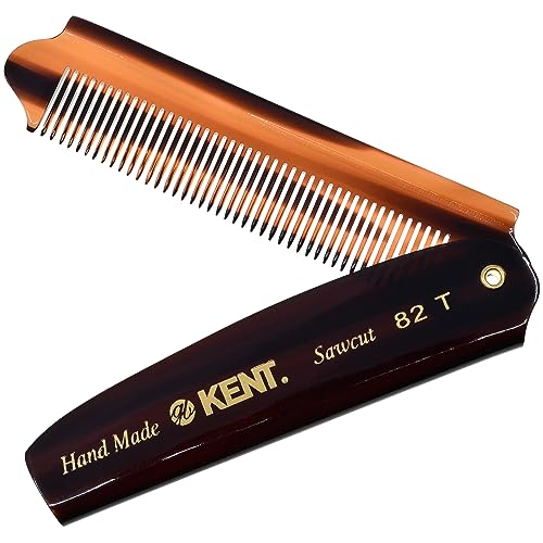 Kent 82T Handmade Folding Pocket Comb 3 Pack Tortoiseshell Fine Tooth Hair & Beard Comb
