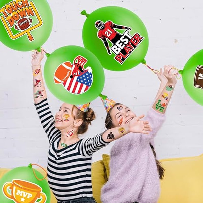 72 PCS Football Party Favors ? 48 Pre-Cut Temporary Tattoos & 24 Football Punch Balloons Themed Birthday Party Decorations Supplies Favors Gifts Goodie Bag Fillers Classroom Rewards for Boys Girls