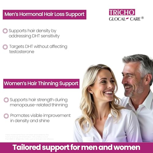 GlocalCare Tricho Hair Growth Supplements with Biotin & Saw Palmetto - DHT Blocker for Thinning Hair - 30 Capsules