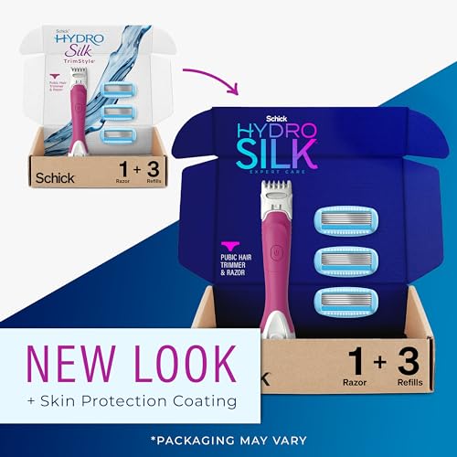 Schick Hydro Silk Trimstyle Bikini Razors with Trimmer |5 Blade for Women, Hair Removal | 1 Handle & 3 Razor Blade Refills & Sensitive Skin Razor for Women With 5 Moisturizing Razor Blade Refills