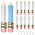 RONRONS 12 Pieces Pencil Lip Gloss Tubes, Empty Mini Pencil Shaped Lip Gloss Tubes Containers Clear Lip Balm Tube Plastic Refillable Bottle for Women Girls Gifts, 5ml