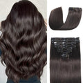 Dark Brown 16-Inch Remy Clip-In Hair Extensions - Natural Human Hair Set, 8pcs