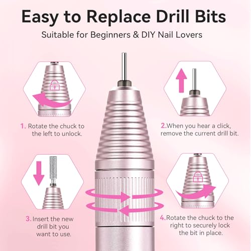 Makartt Electric Nail Drill ? Rechargeable 35000 RPM Professional Efile, Cordless Nail Drill Machine Kit & Nail Machine for Acrylic Dip Powder Gel Polish,Quiet Lightweight Portable Tool for Salon Home