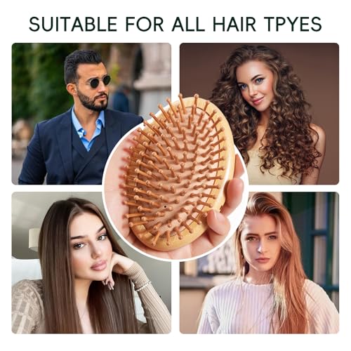 Bamboo Hair Brush 12 Pack for Scalp Massage, Hair Growth & Anti-Static