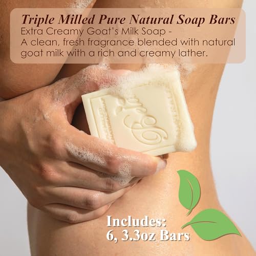 BELA Extra Creamy Goat Milk Soap 3.3 OZ Pack of 12, Long Lasting French Triple Milled Bar Soap Enriched with Organic Shea Butter, Hand, Face and Body Wash Bar, Made in Australia