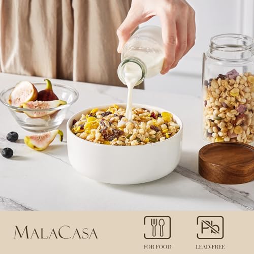 Ivory White MALACASA Luna 24 oz Ceramic Cereal & Soup Bowls Set of 6 - Pack of 3