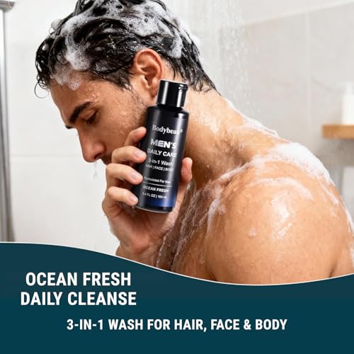 Men’s Bath & Body Gift Set with 7 Items - Shower Gel, Scrub, Lotion, Mist, Soap, Puff & Travel Bag
