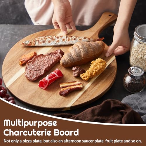 Round Acacia Wood Cutting Boards Set of 6 - 12 x 16 Inch Kitchen Serving Trays - Variation of 6 / 12 x 16 Inch