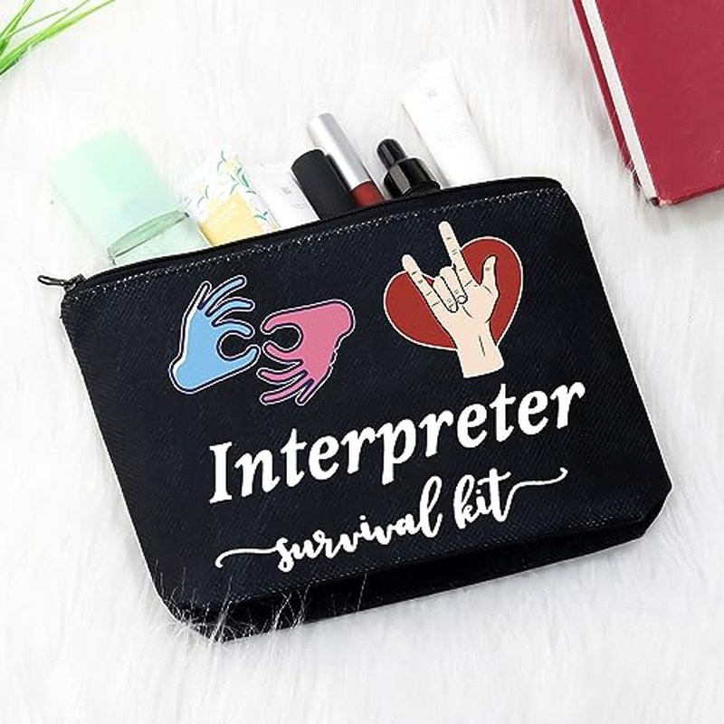 GJTIM Interpreter Zipper Pouch Survival Kit Gift Makeup Bag for ASL Sign Language