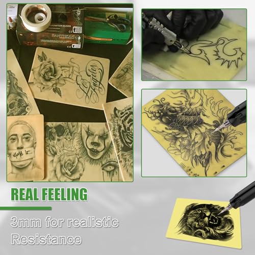 Jconly Professional Reusable Tattoo Practice Skin 5 Pack 12x8 inch Silicone for Artists