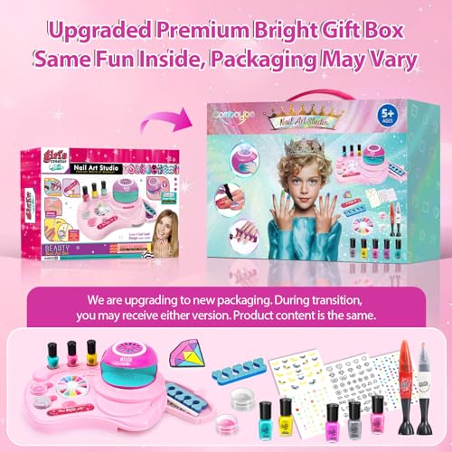 Kids Nail Polish Set for Girls - Girl Toys 8-10 - Nail Art Kit for Kids Ages 7-12, Non toxic Nail Polish Kids Nail Kit Girl Stuff for Spa Manicures, Idea Birthday Gift for Girls 8 9 10 12