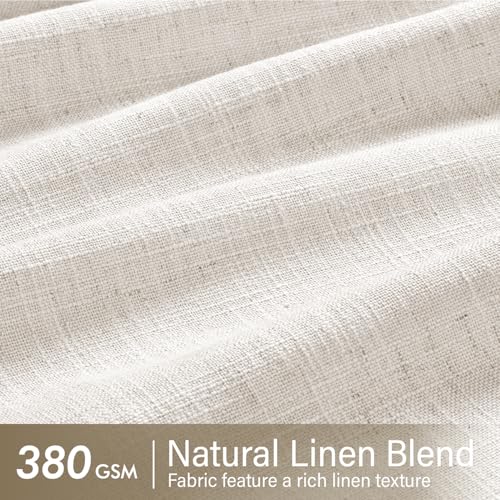 MIULEE 102-Inch Natural Linen Curtains 2 Panels, Thick Pleated Drapes, 40"W x 102"L