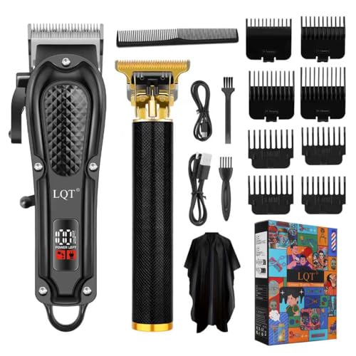 LQT¢ç Men's Professional Hair Clippers Kit£¬Cordless & Corded Barber Clippers Set£¬Grooming Rechargeable Beard Trimmer with Adjustable Blade Black