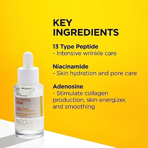 DERMALOGY by NEOGEN 2.5% Peptide Face Serum with Firming Capsules, Anti-Aging & Moisturizing, 30ml