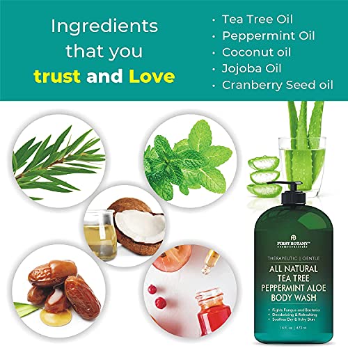 All Natural Tea Tree Body Wash for Skin & Foot Odor Relief - 16 Fl Oz