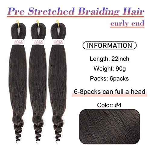 22 Inch Pre Stretched French Curly Braiding Hair - 6 Pack Goddess Curl Crochet Braid #4