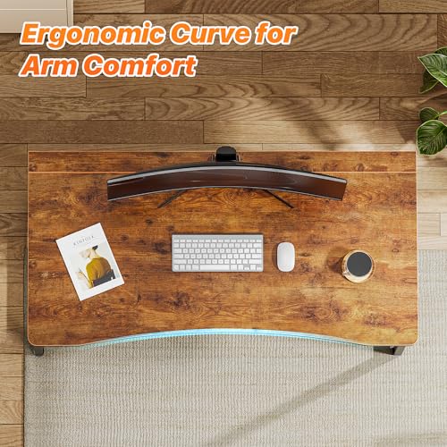 Huuger 39.4 Inch Foldable Computer Desk with Rustic Brown Finish - Compact Small Space Table