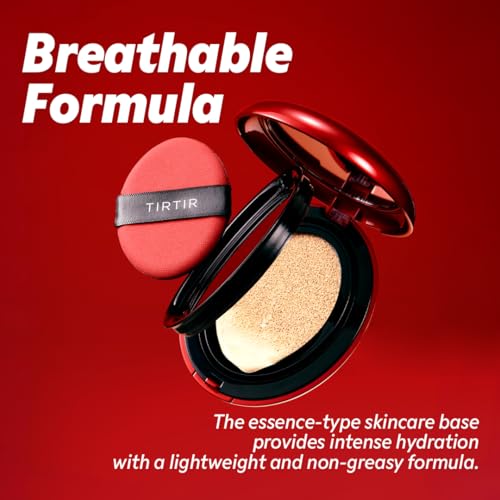 TIRTIR Mask Fit Red Cushion Foundation | Full coverage, Weightless, Skin fit, Satin Glow Finish, Korean Makeup BB Foundation, beauty, Tattoo cover up, Buildable (#23N Sand, 0.63 Fl Oz)