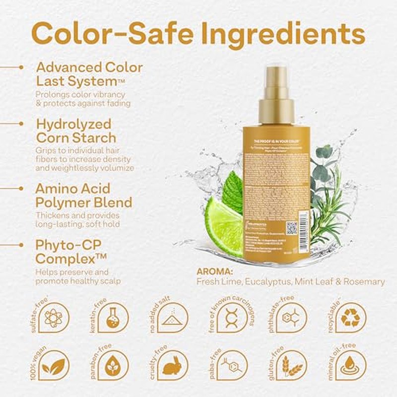 Colorproof Biorepair Thicken Blow Dry Spray 6.7 Fl. Oz. Volumizing Hair Prep Spray for Fine, Thinning Hair w/Fresh Lime, Eucalyptus, Mint Leaf & Rosemary Scent, Color & Heat Protection