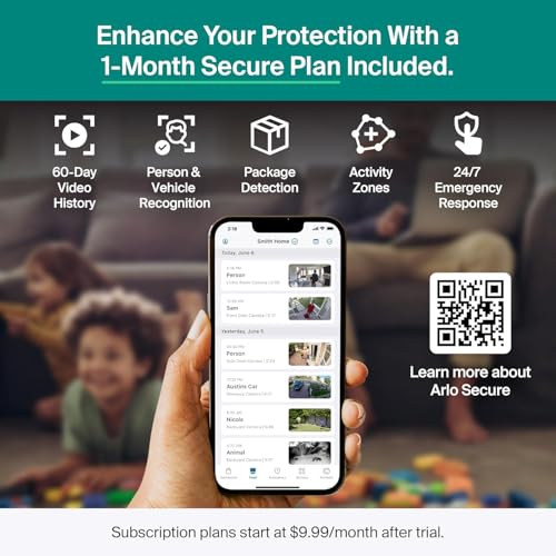 Wireless Outdoor Security Cameras 2-Pack with Battery, Color Night Vision, Two-Way Audio, Person & Vehicle Detection, White – 2 Cameras + 1-Month Secure Plan Trial
