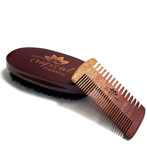 Men's Natural Beard Grooming Kit with Oil, Boar Bristle Brush & Comb – Travel Set