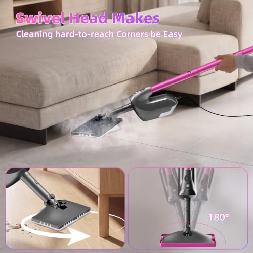Pink & Grey 9-in-1 Multi-Surface Steam Mop & Handheld Cleaner