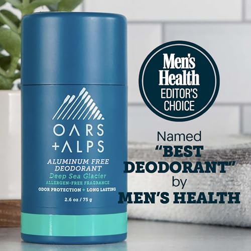 Oars + Alps Aluminum-Free Men's Deodorant 2 Pack, Clear No Residue, 2.6oz