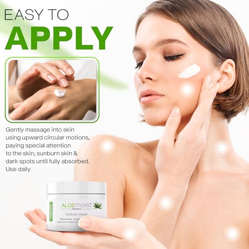 8 oz Organic Aloe Vera Face & Body Moisturizer with Vitamin E, C, Retinol & Shea Butter – Anti-Aging Hydrating Cream for Sensitive Skin