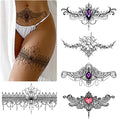 Roarhowl Lace Tattoos, Large Sexy Temporary Tattoo Set, Temporary Tattoos For Women, Belly Back Waist Thigh Body Art Fake Tattoos (Set 2)