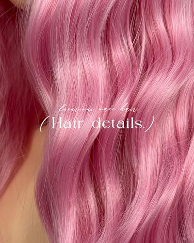 Aida ble Long Pink Wavy Wig for Women 28-Inch Synthetic Hair - Middle Part - Variation Pink