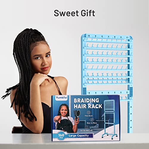 Blue Adjustable Hair Braiding Rack with 160 Pegs, Double-Sided, Portable & Flexible