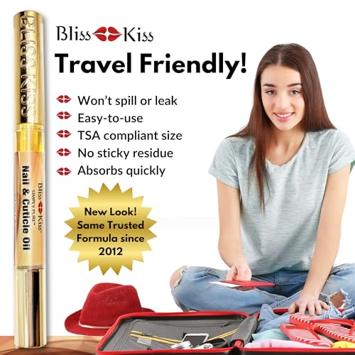 Bliss Kiss | 4 Vanilla Fragrance Nail Oil Cuticle Pens w/Vitamin E & Jojoba?Nail Strengthener Nail Growth Serum for Brittle Peeling Breaking Thin Nails