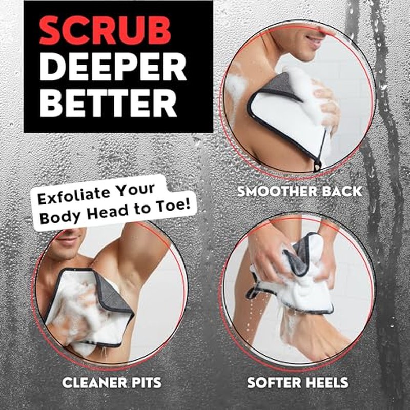 Bye Bye Loofah Double-Sided Exfoliating Washcloth with Hand Pocket ? Rough & Soft Texture for Deep Clean, Smooth Skin, Fast Drying Body Scrubber for Shower or Bath