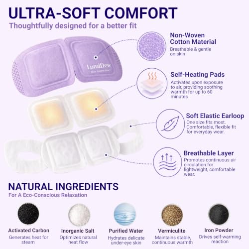 Self Heating Eye Mask 30 Pack Unscented - Warm Compress for Sleep & Dry Eye Relief