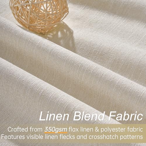 Beige Blackout Curtain Set 52W x 96L - Pack of 2, Floor to Ceiling, Insulated Boho Linen Look