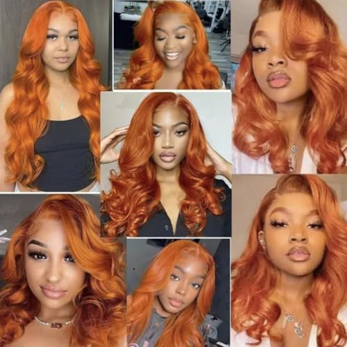 350 Orange Hair Extensions - Body Wave Brazilian Virgin Human Hair 14 Inch - Double Weft, 50g Bundles (Variation: 350 Orange B / 14 14 14 Inch)