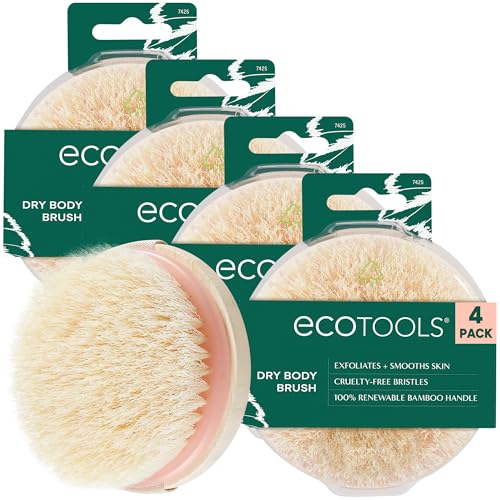 EcoTools Dry Body Brush 4-Pack ? Exfoliating Body Scrubber for Dead Skin Removal, Cellulite Massage, Circulation