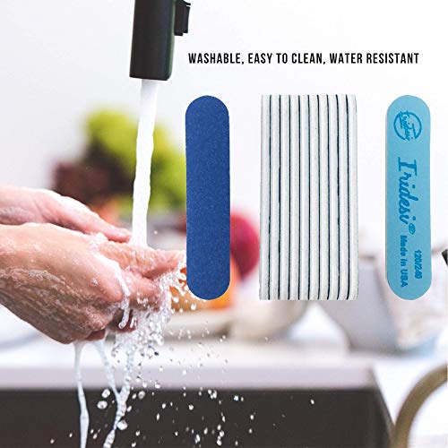 Mini Blue Nail Files Set - Double-Sided 120/240 Grit Emery Boards for Natural & Acrylic Nails