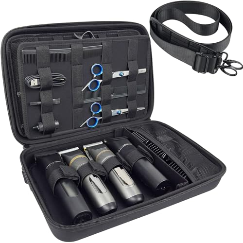 Professional Barber Carrying Case with Compartments and Shoulder Strap - Black