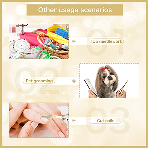 Mudder 3 Pack Small Nose Scissors Facial Hair Trimming Mini Beauty Stainless Steel Grooming Pointed Scissor for Grooming Eyebrows, Nose, Mustache, Beard(Gold)