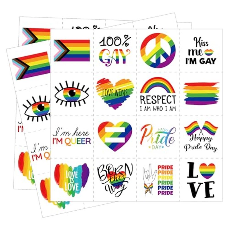 256PCS Pride Day Rainbow Tattoos ? Love Gay LGBT Flag Stickers Parades Party Favors Supplies Decorations