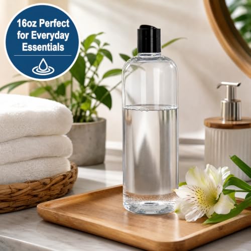 20-Pack 16oz Clear Refillable Travel Bottles with Flip Top Caps - BPA Free