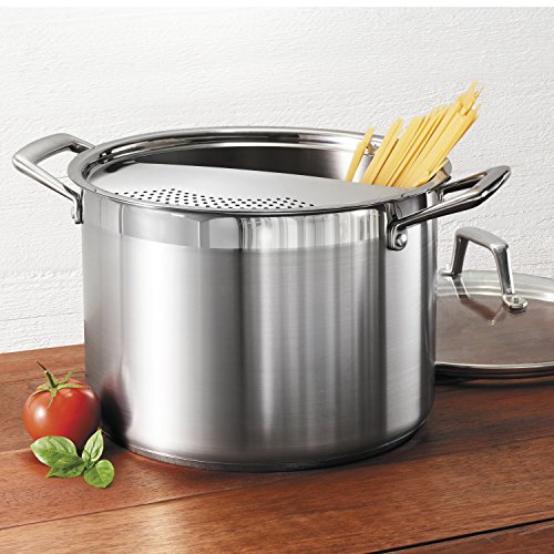 8 Quart Stainless Steel Pasta Pot with Lock & Drain Strainer