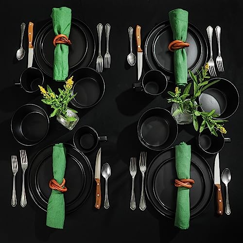 Gibson Home Bowery 32-Piece Matte Black Stoneware Dinnerware Set for 8