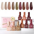 Gel Nail Polish Set 15ml Brown Earth Red Pink 9pcs UV Soak Off Manicure Kit - Variation 145C